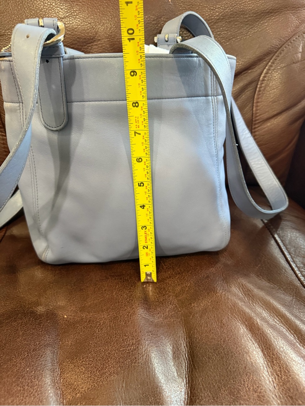 Coach Light Blue Leather Shoulder Bag- Authenticated rare blue color - Picture 9 of 10